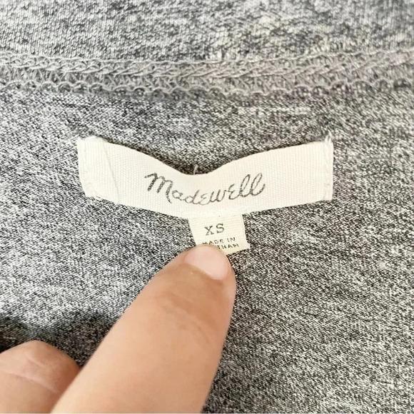 Madewell Gray Embroidered Square Dot Scoop Neck Short Sleeve Oversized Tee XS - Picture 5 of 8